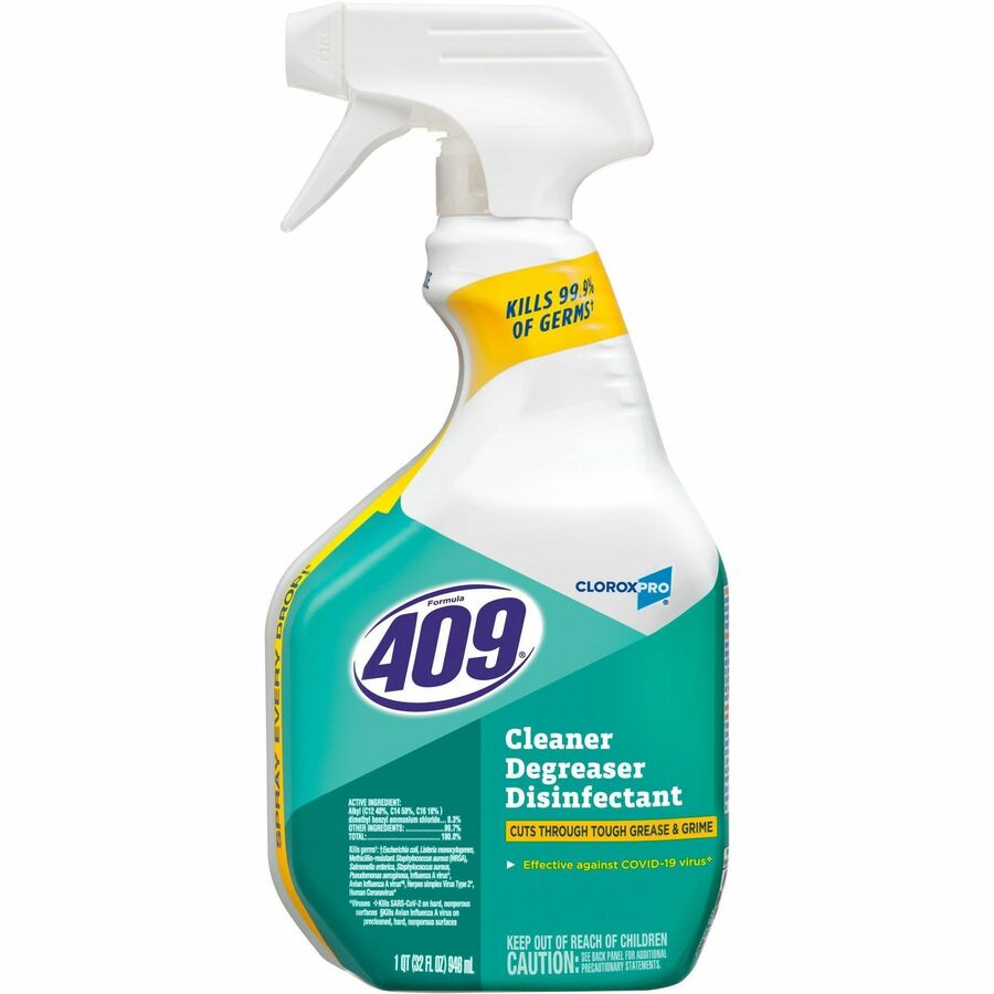 CloroxPro™, Formula 409®, Formula 409 Cleaner Degreaser Disinfectant - For Nonporous Surface, Floor, Wall, Blinds, Tool, Hard Surface - Spray - 32 fl oz (1 quart) - Recommended For: Soil Remover, Grease Remover, Soap Scum Remover, Soil Remover...