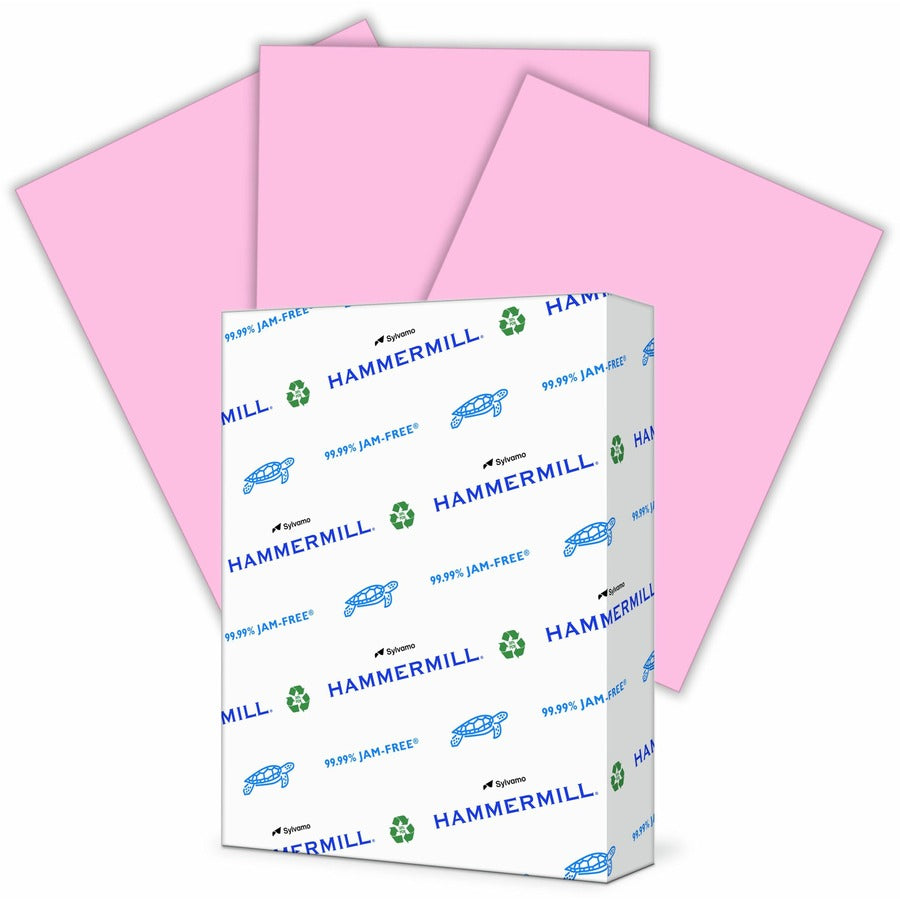 Hammermill Colors Recycled Copy Paper - Pink - Letter - 8 1/2" x 11" - 20 lb Basis Weight - Smooth - Sustainable Forestry Initiative (SFI) - Archival-safe, Acid-free, Jam-free, Eco-friendly - Pink - 5000 Sheets - 500 Sheets/Pack - 1 Ream