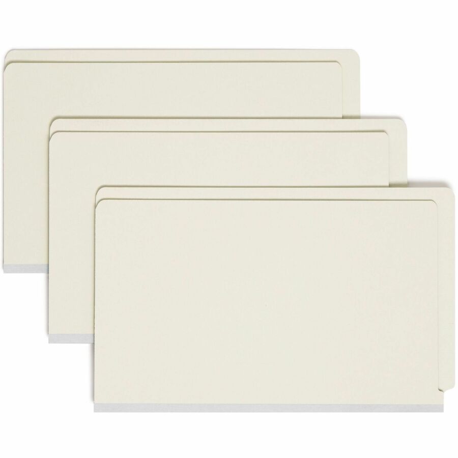 Smead Legal Fastener Folder - 8 1/2" x 14" - 2" Expansion - 2 x 2S Fastener - 2" for Folder - End Tab Location - 25 pt. - Pressboard - Gray, Green - Heavy Duty, Rounded Corner, Tear Resistant - 60% Recycled - 25 / Box