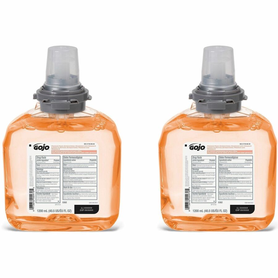 Gojo®, TFX Premium Foam Antibacterial Handwash - Floral Scent - 1.27 quart - Kill Germs - Hand - Antibacterial - 2 / Carton