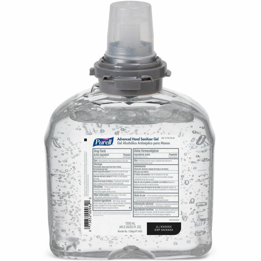 PURELL®, Hand Sanitizer Gel Refill - 1.27 quart - Kill Germs - Hand, Skin - Moisturizing - Clear - 1 Each