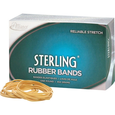 Alliance Rubber Sterling Rubber Bands - Size: #19 - 3.5" Length x 0.1" Width - Durable, Elastic - Natural Crepe - 1 Box