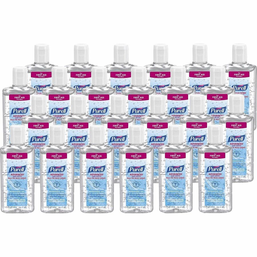 PURELL®, Advanced Hand Sanitizer Gel - 4 fl oz - Flip Top Bottle Dispenser - Hand - Moisturizing - Clear - Anti-irritant, Dye-free - 24 / Carton