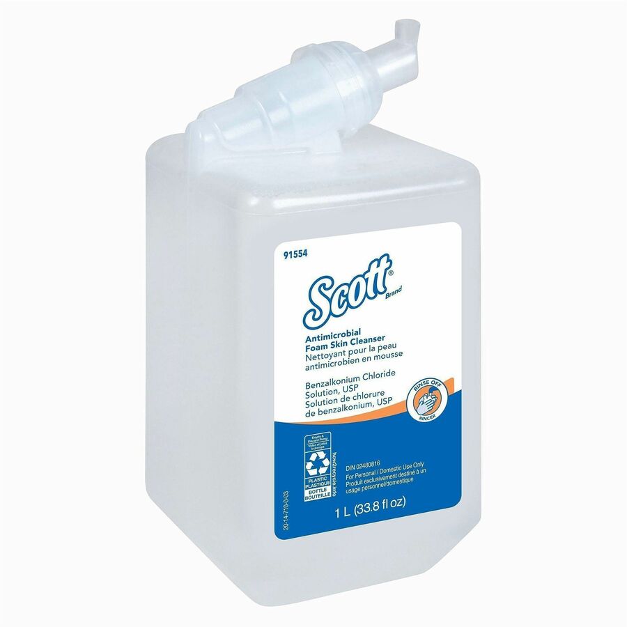 Scott, Antimicrobial Foam Skin Cleanser - 1.06 quart - Push Pump Dispenser - Skin - Antibacterial - Clear - Hygienic, Unscented - 1 Each