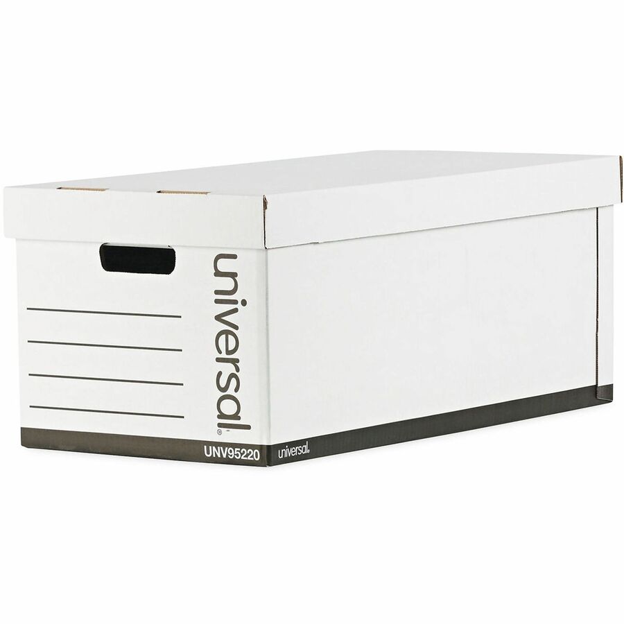 Universal Medium-Duty Easy Assembly Storage Box, Letter Files, White, 12/Carton - Internal Dimensions: 12.25" Width x 23.75" Depth x 10.25" Height - Media Size Supported: Letter - Lift-off Closure - Medium Duty - Stackable - Corrugated Fiberboard - Whi...