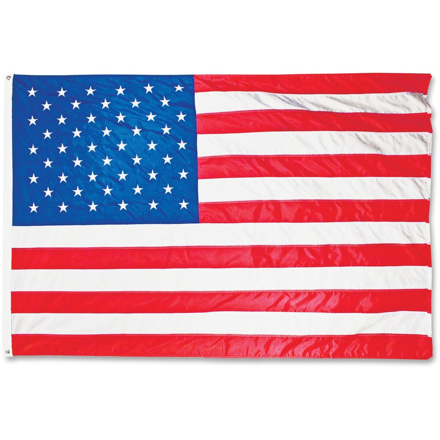 Advantus Heavyweight Nylon Outdoor U.S. Flag - United States - 96" Length x 60" Width - Heavyweight, Grommet, Durable - Nylon, Brass - Red, White, Blue