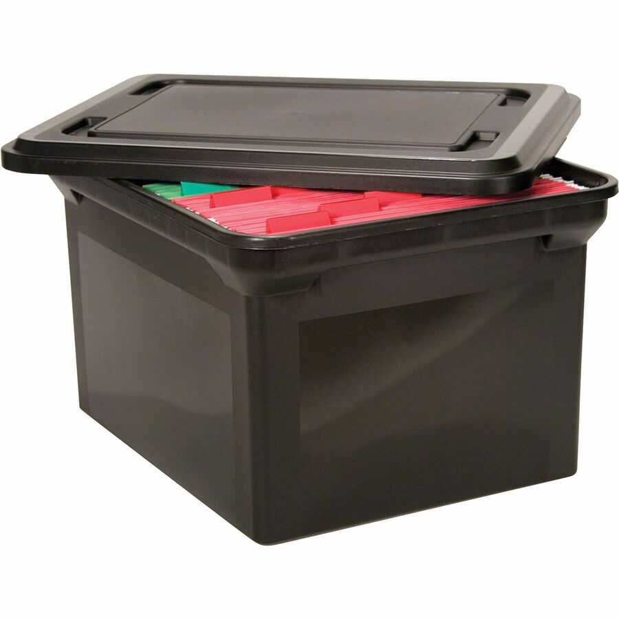 Vertiflex File Tote with lid - External Dimensions: 19" Width x 15.5" Depth - Media Size Supported: Letter, Legal - Plastic - Black - For File - 1 Each