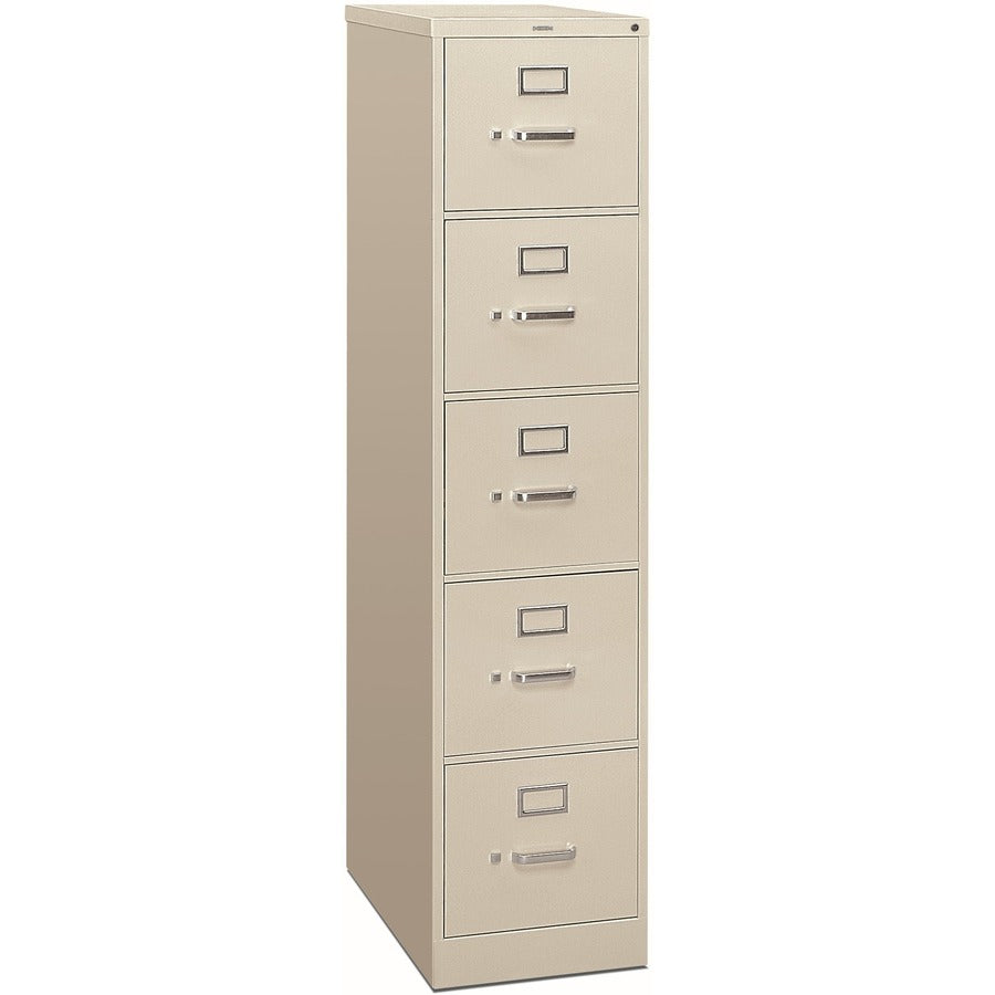 HON 310 H315 File Cabinet - 60" Height x 15" Width x 26.5" Depth - Total Drawer(s): 5 - Finish: Light Gray - Lockable, Durable, Label Holder - For File, Office, File Folder, Desk - 1 Each