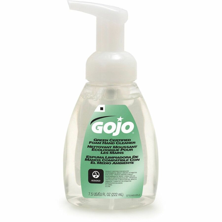 Gojo®, Green Certified Foam Hand Cleaner - 7.50 fl oz - Push Pump Dispenser - Hand - Clear - Bio-based - 1 Each