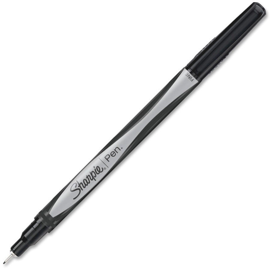 Sharpie Fine Point Pen - Black Ink - Gray, Black Barrel - 4 / Pack