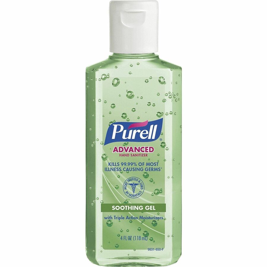 PURELL®, Advanced Hand Sanitizer Gel - Floral Scent - 4 fl oz - Squeeze Bottle Dispenser - Kill Germs - Hand - Moisturizing - Green - Non-sticky, Residue-free, Moisturizing - 1 Each