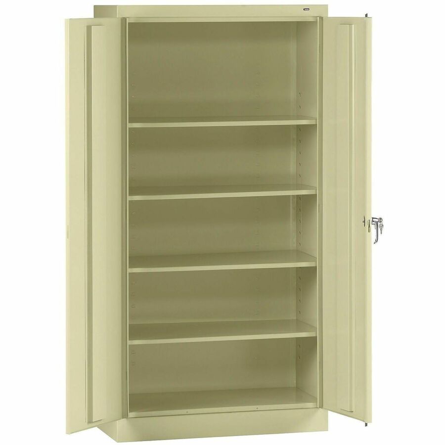 Tennsco Putty Standard Cabinet - 36" Width x 18" Depth x 72" Height - 5 x Shelf(ves) - 2 x Standard Door(s) - Heavy Duty, Adjustable Shelf, Locking Door, Hinged Door, Reinforced, Carrying Handle, Durable - Putty - Powder Coated - Steel - Recycled - Ass...