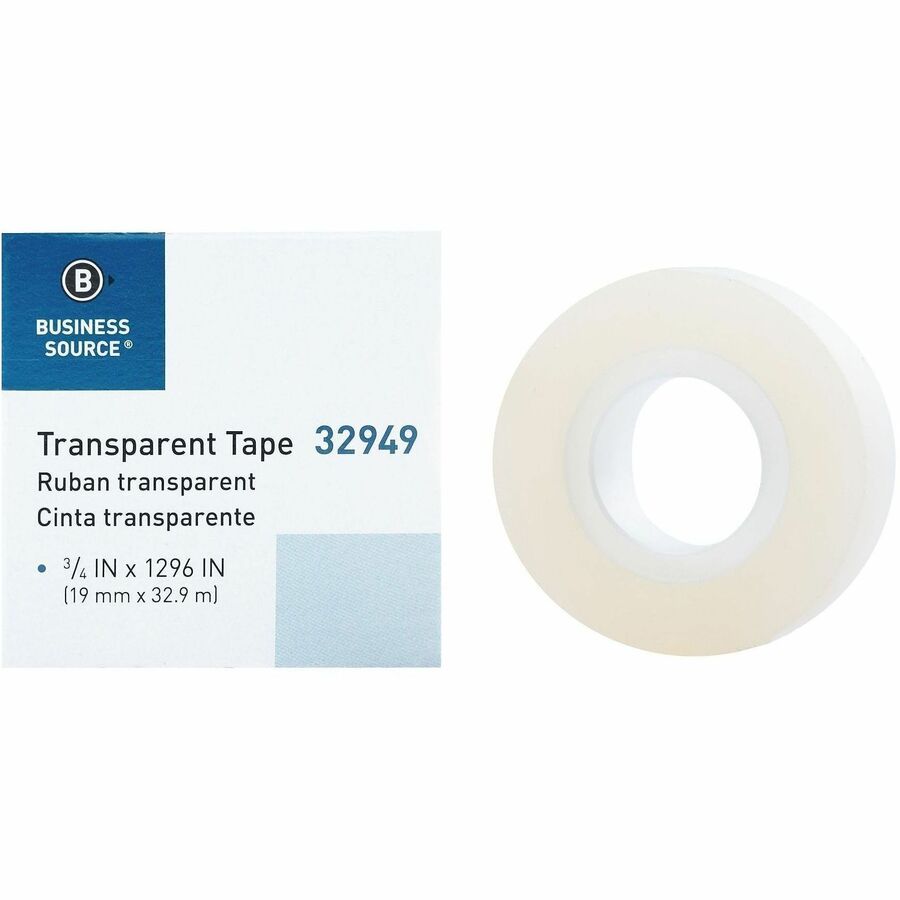 Business Source All-purpose Transparent Tape - 36 yd Length x 0.75" Width - 1" Core - Clear - For Sealing, Mending - 1 Roll