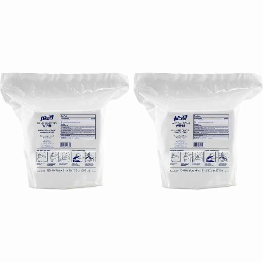 PURELL®, Sanitizing Wipes - WhitePack - 1200/Pack - 2 / Carton