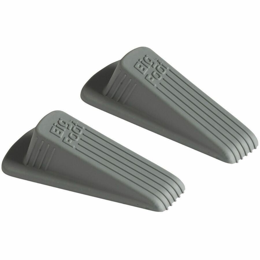 Big Foot Doorstop - Gray - Heavy Duty, Non-slip, Impact Resistant, Crush Proof - Vulcanized Rubber - 1.3" Height x 2.3" Width - Gray - 2 / Pack