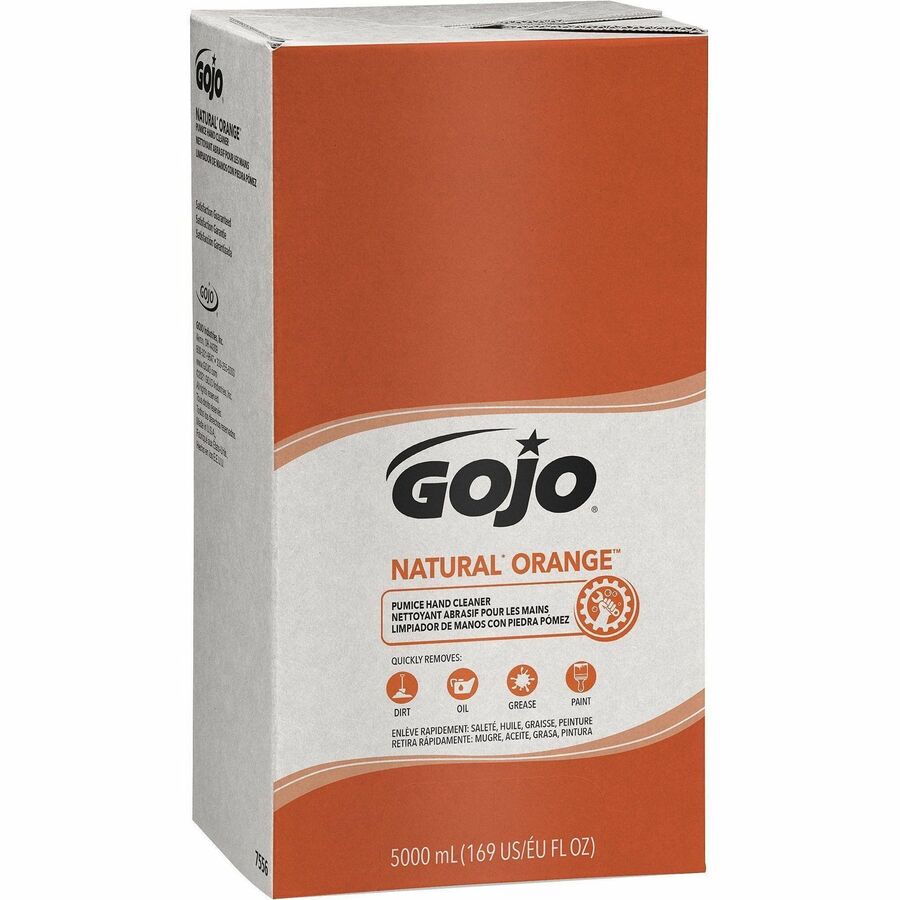 Gojo®, Natural Orange Pumice Hand Cleaner - Citrus Scent - 1.32 gal - Oil Remover, Dirt Remover, Grease Remover, Soil Remover - Hand - White - Fast Acting - 1 Each