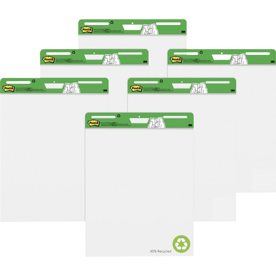 Post-it®, Flip-Chart Pad - 30 Sheets - Plain - Stapled - 18.50 lb Basis Weight - 25" x 30" Sheet Size - 35.80" Height x 25.2" Width x 1.8" Depth - White Paper - Cardboard Cover - Repositionable, Bleed Resistant, Self-adhesive, Resist Bleed-through...