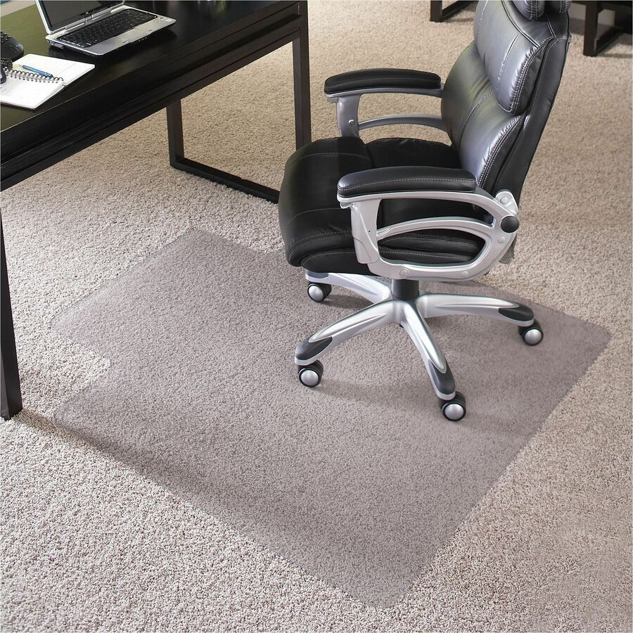 ES ROBBINS High-Pile Carpet Chair Mat - Pile Carpet, High Pile Carpet - 48" Length x 36" Width - Lip Size 10" Length x 20" Width - Rectangular - Vinyl - Clear - 1 Each