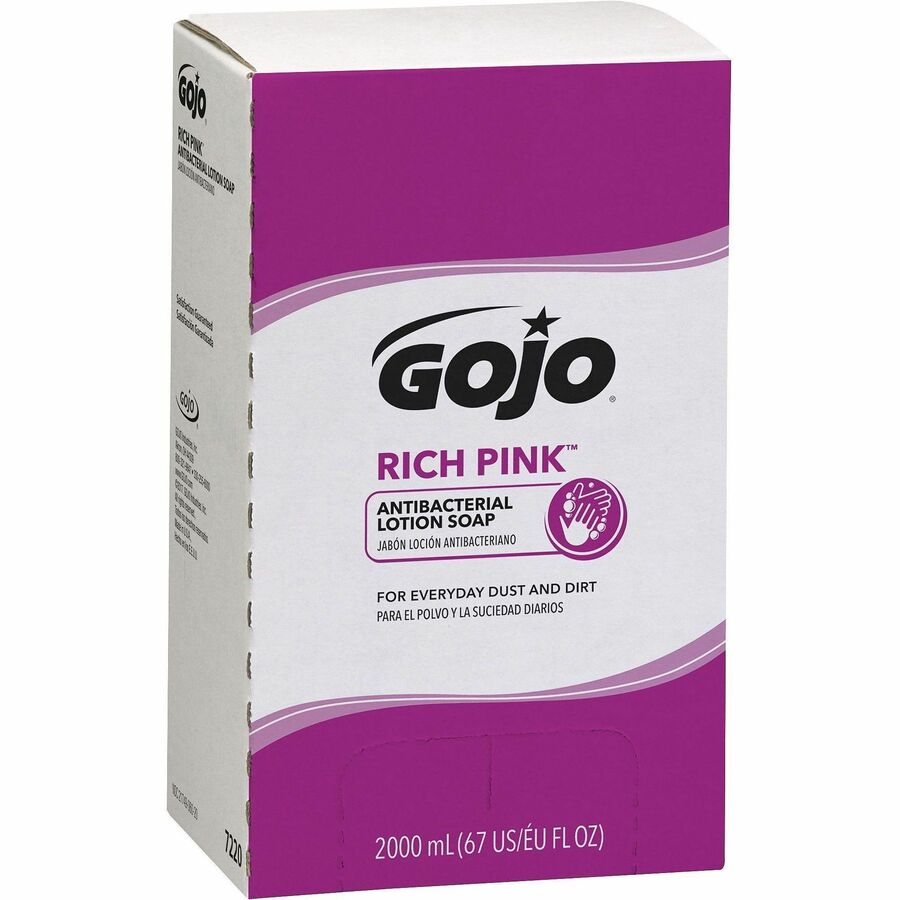 Gojo®, Rich Pink Antibacterial Lotion Soap Refill - 2.11 quart - Soil Remover - Antibacterial - 1 Each