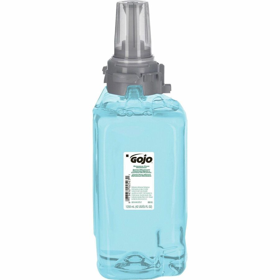 Gojo®, ADX-12 Botanical Foam Soap Refill - Botanical Scent - 1.32 quart - Push Pump Dispenser - Skin, Hand - Moisturizing - Green - Rich Lather, Eco-friendly, Bio-based - 1 Each