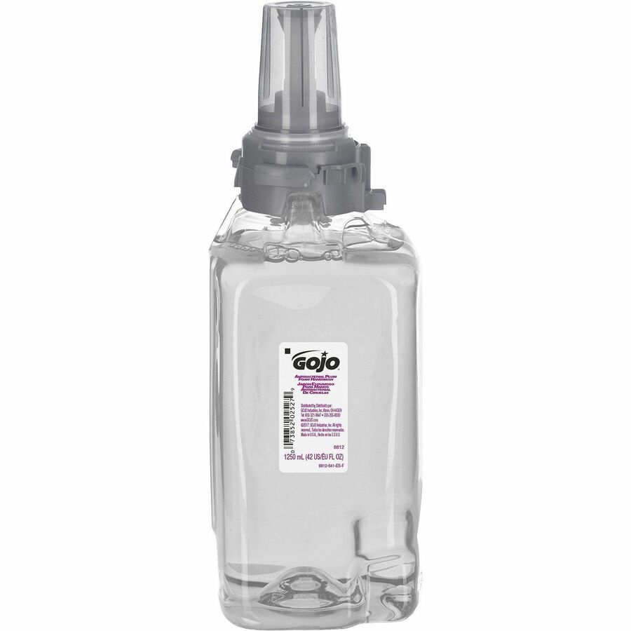Gojo®, Antibacterial Handwash ADX-12 Dispenser Refill - Plum Scent - 1.32 quart - Push Pump Dispenser - Bacteria Remover - Hand, Skin - Moisturizing - Antibacterial - Clear - Rich Lather - 1 Each