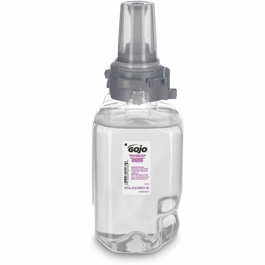Gojo®, ADX-7 Dispenser Antibacterial Hand Soap Refill - Plum Scent - 23.67 fl oz - Pump Bottle Dispenser - Bacteria Remover, Kill Germs - Hand, Skin - Moisturizing - Antibacterial - Clear - Rich Lather, Bio-based - 1 Each
