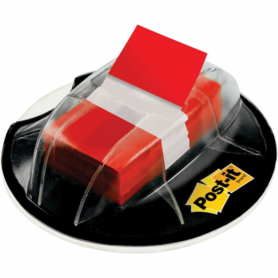 Post-it®, Flags in Desk Grip Dispenser - 200 - 1" Flag/Note Width x 1 3/4" Flag/Note Length - Rectangle - Unruled - Red - Removable, Self-adhesive - Dispenser Included - 200 / Pack