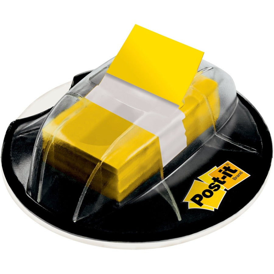Post-it®, Flags in Desk Grip Dispenser - 200 - 1" Flag/Note Width x 1 3/4" Flag/Note Length - Rectangle - Unruled - Yellow - Removable, Self-adhesive - Dispenser Included - 200 / Pack