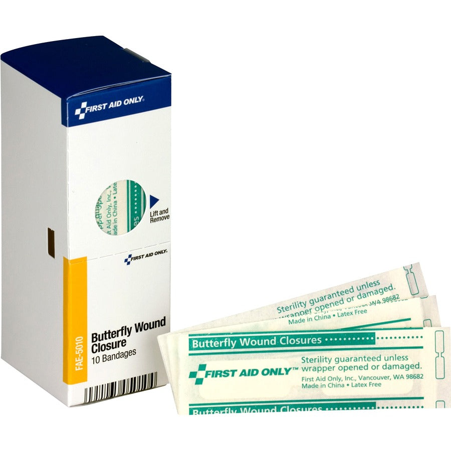 First Aid Only Butterfly Wound Closure Bandages - White - 10 / Box