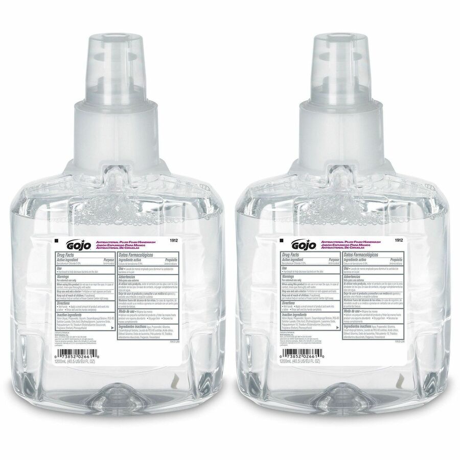 Gojo®, LTX-12 Dispenser Plum Antibacterial Hand Soap - Plum Scent - 1.27 quart - Pump Bottle Dispenser - Kill Germs - Hand, Skin - Moisturizing - Antibacterial - Bio-based, Durable - 2 / Carton