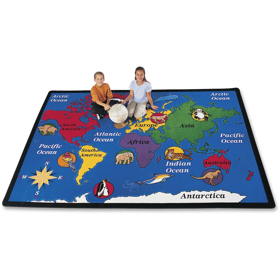 Carpets for Kids®, Premium World Explorer Geography Area Rug - 99.96" Length x 11.67 ft Width - Rectangle - Multi