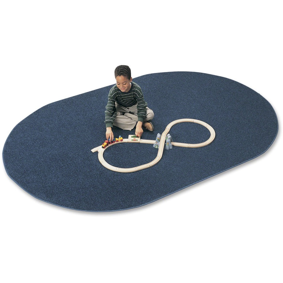 Carpets for Kids®, Solid Color Mt. St. Helens Carpet Rug - 108" Length x 72" Width - Oval - Blueberry - Nylon