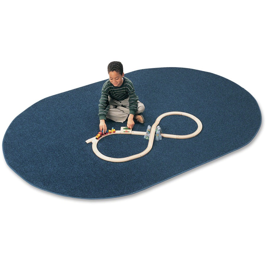 Carpets for Kids®, Solid Color Mt. St. Helens Carpet Rug - 108" Length x 72" Width - Oval - Navy - Nylon