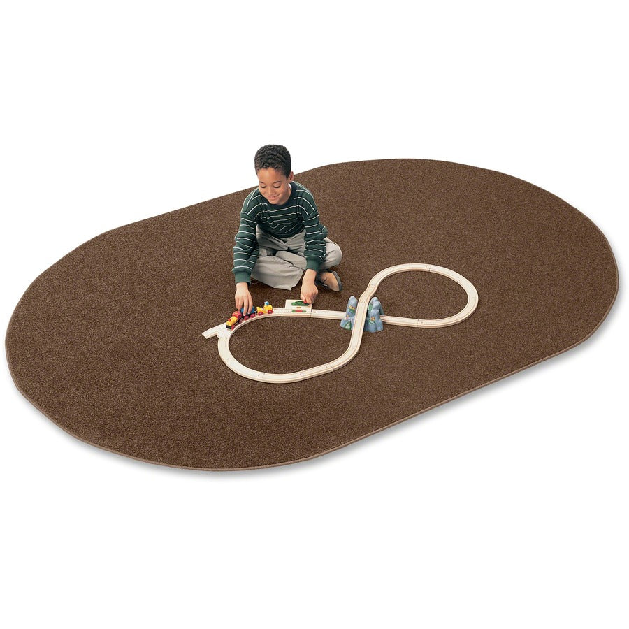 Carpets for Kids®, Solid Color Mt. St. Helens Carpet Rug - 108" Length x 72" Width - Oval - Mocha - Nylon