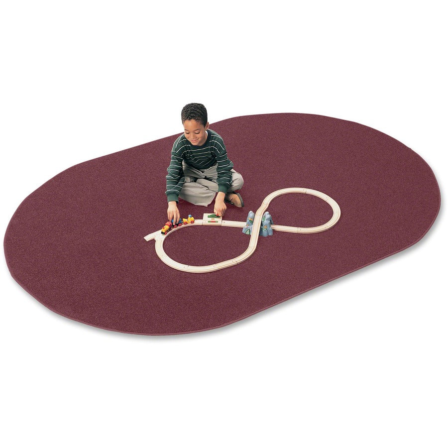 Carpets for Kids®, Solid Color Mt. St. Helens Carpet Rug - 108" Length x 72" Width - Oval - Cranberry - Nylon