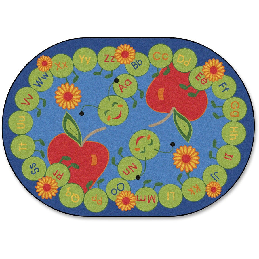 Carpets for Kids®, Premium ABC Caterpillar Oval Seating Rug - 113" Length x 81" Width - Oval - Multi
