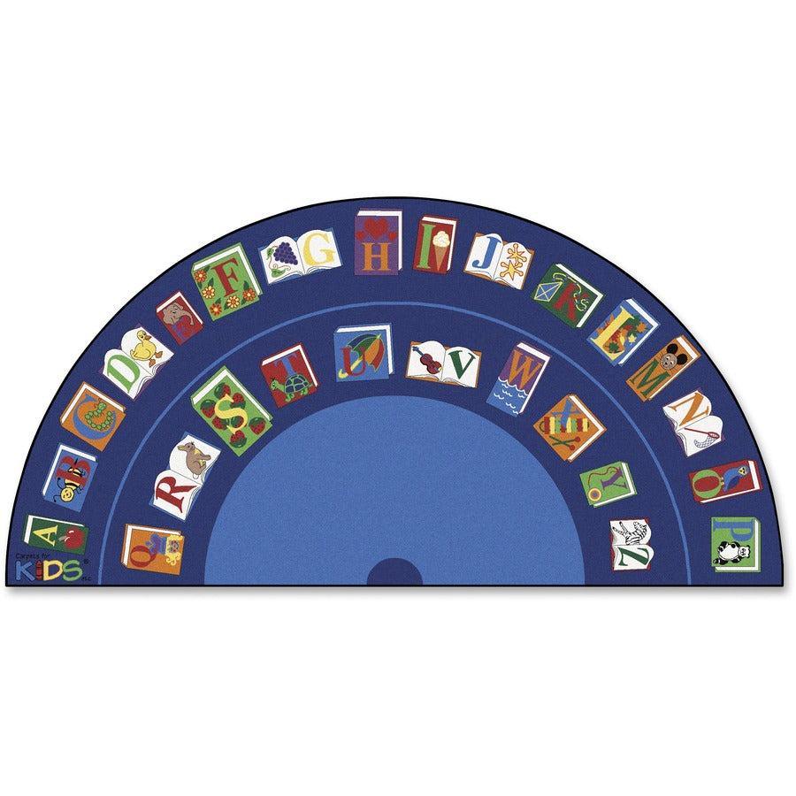 Carpets for Kids®, Premium Reading/The Book Semi-Circle Rug - Area Rug - 13.33 ft Length x 80" Width - Half Circle - Reading By The Book Seating - Multi