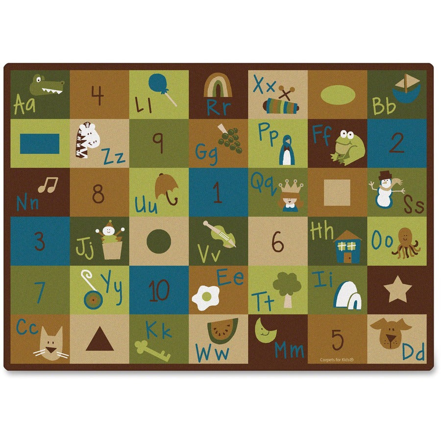 Carpets for Kids®, Premium Learning Blocks Nature Design Rug - 11.67 ft Length x 100" Width - Rectangle - Learning Blocks Nature - Multi