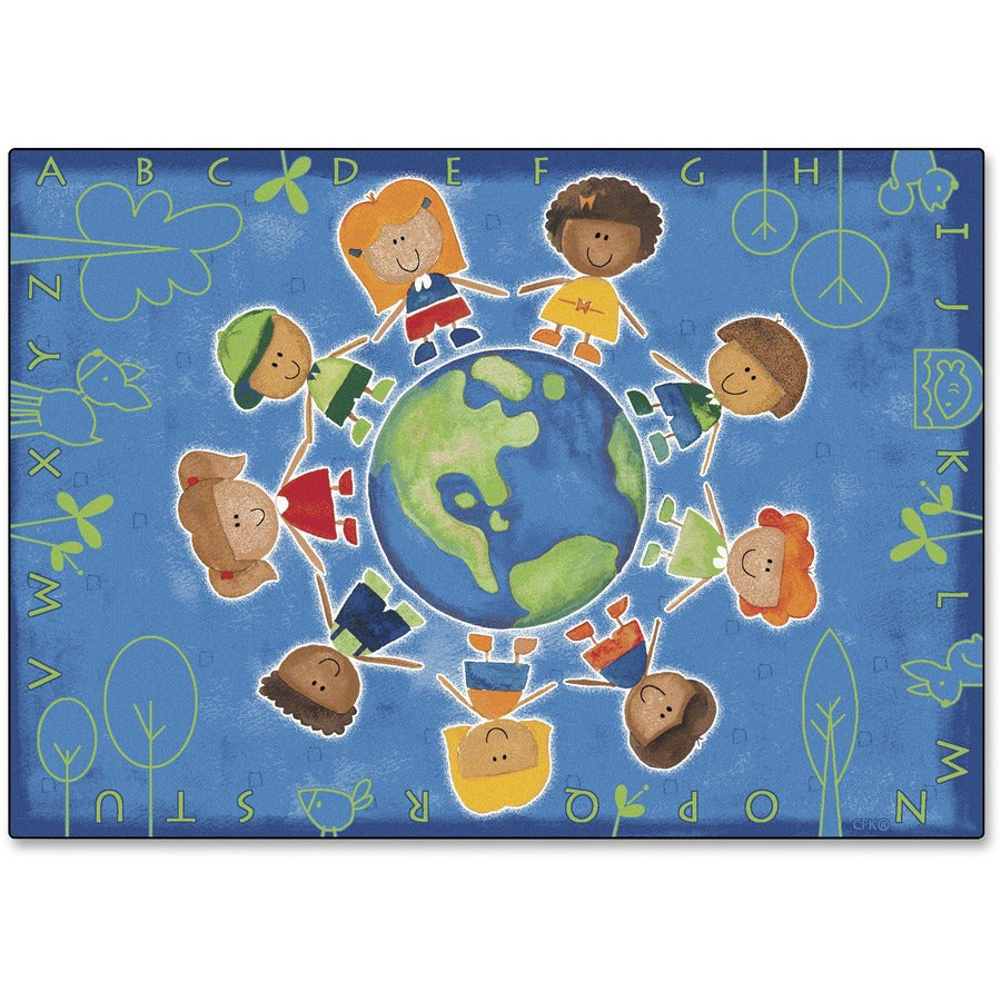 Carpets for Kids®, Premium Give The Planet A Hug Rug - 72" Length x 108" Width - Rectangle - Give The Planet A Hug - Multi