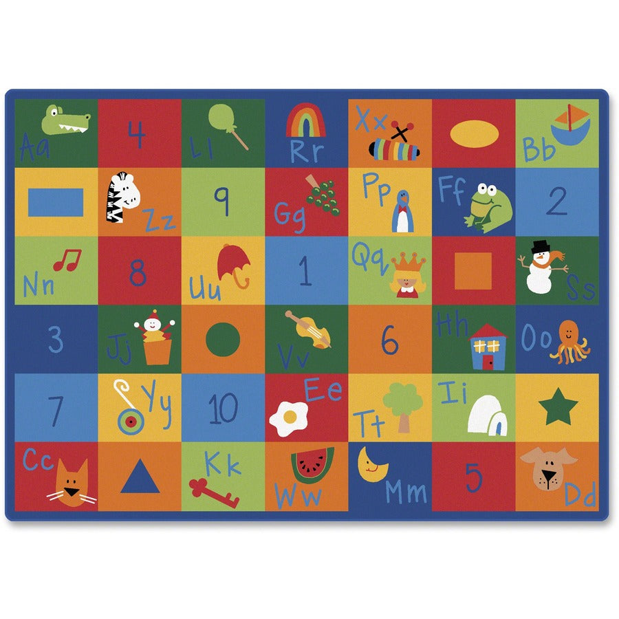 Carpets for Kids®, Premium Learning Blocks Rectangle Rug - 11.67 ft Length x 100" Width - Rectangle - Learning Blocks, Letters, Numbers, Shapes - Multi