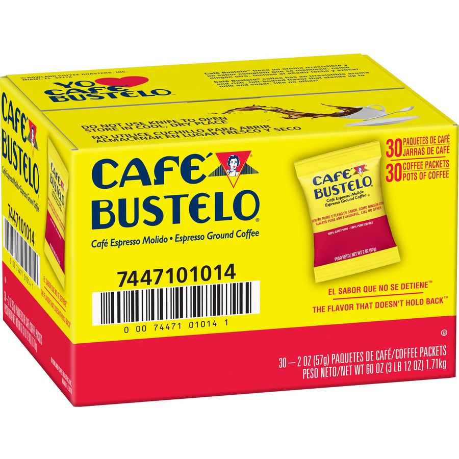 Café, Bustelo®, Ground Espresso Coffee - Regular - Dark - 2 oz - Ground - Espresso Blend - 30 / Carton