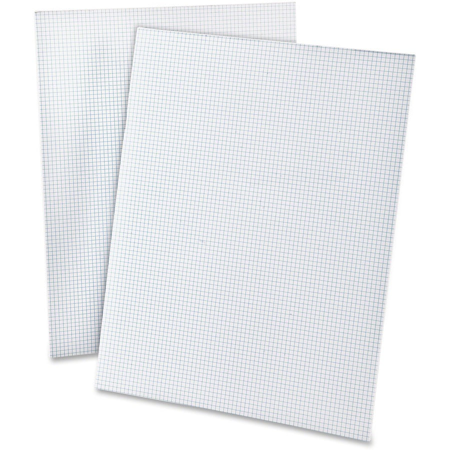 Ampad 2 - Sided Quadrille Pads - Letter - 50 Sheets - Both Side Ruling Surface - 20 lb Basis Weight - Letter - 8 1/2" x 11" Sheet Size - 0.25" Height x 8.5" Width x 11" Length - White Paper - Dual Sided, Smudge Resistant, Rigid, Chipboard Backing - 1 Each