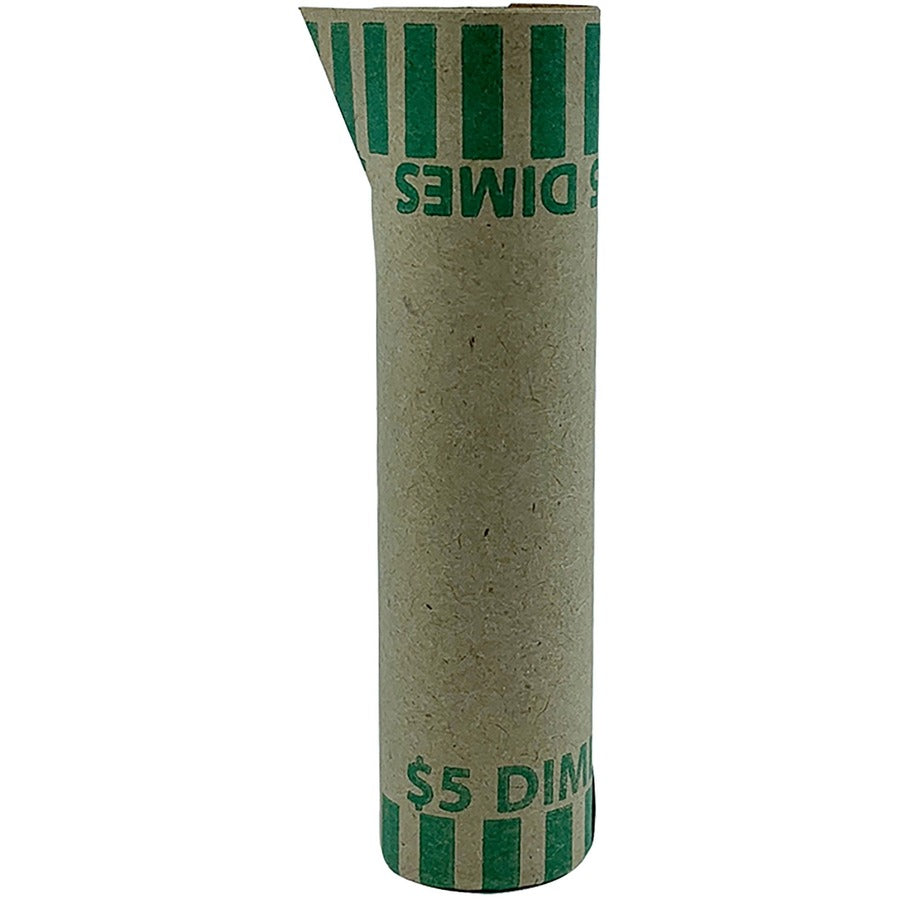 PAP-R Tubular Coin Wrappers - Total $5.0 in 50 Coins of 10� Denomination - Heavy Duty, Burst Resistant - Kraft - Green - 1000 / Box