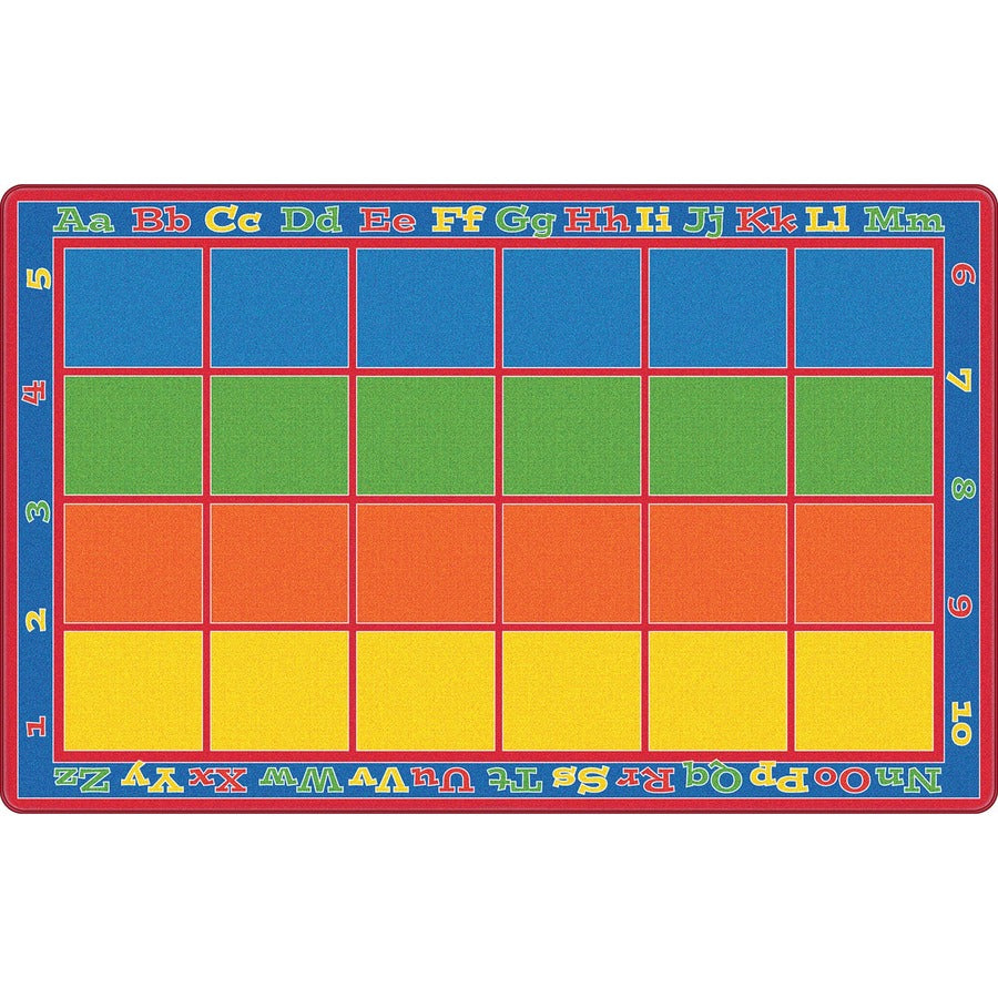 Flagship Carpets Primary Colors Square Grids Rug - 12 ft Length x 90" Width - Multicolor