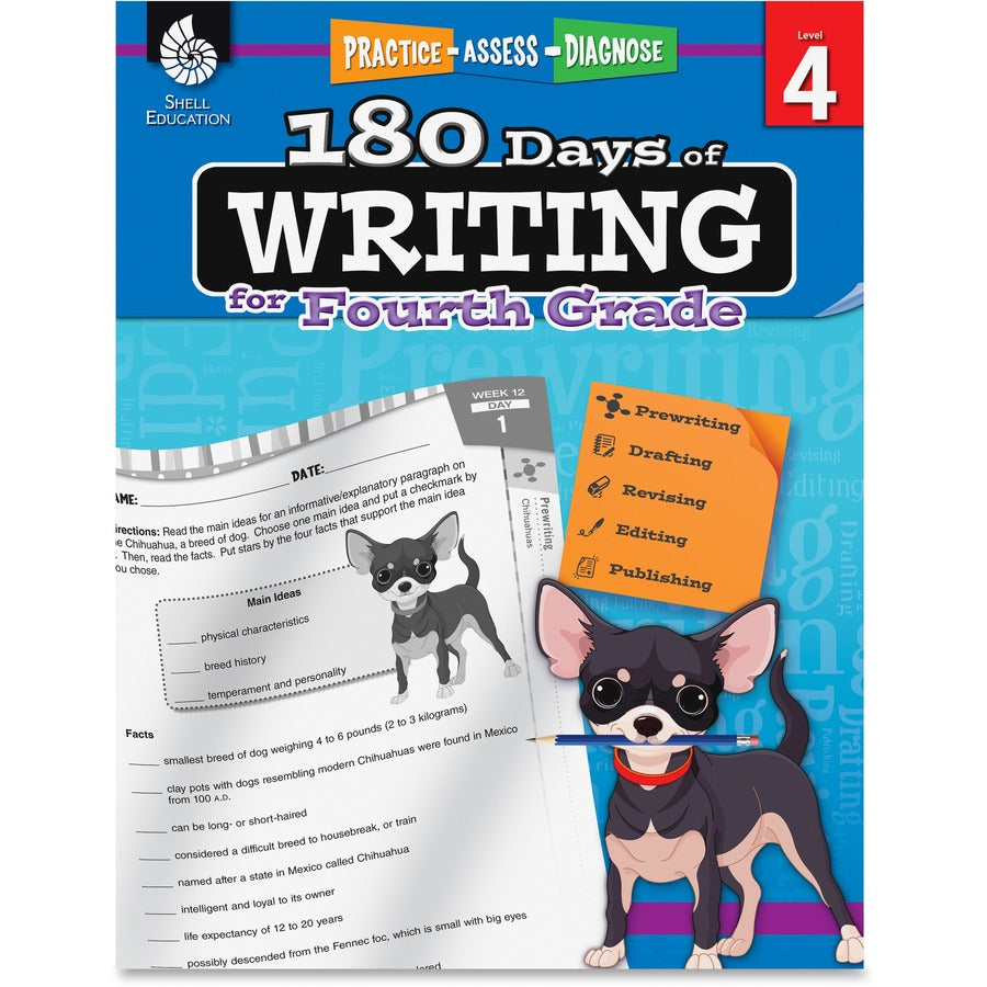 Shell Education 4th Grade 180 Days of Writing Book Printed Book - 216 Pages - Shell Educational Publishing Publication - Book - Grade 4