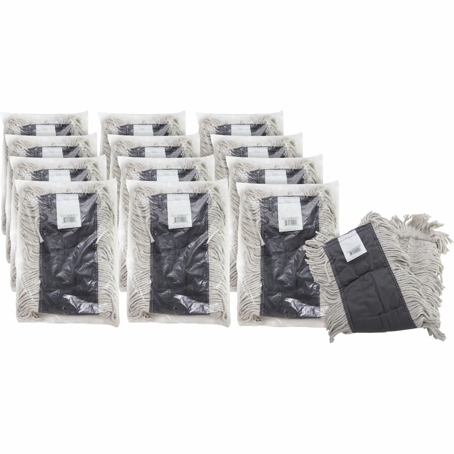 Genuine Joe Disposable Dust Mop Refill - 5" Width x 24" Length - Disposable, Fray Resistant, Quick Drying, Absorbent, Durable, 4-ply Yarn, Cut Ends - Cotton - Natural - 12 / Carton