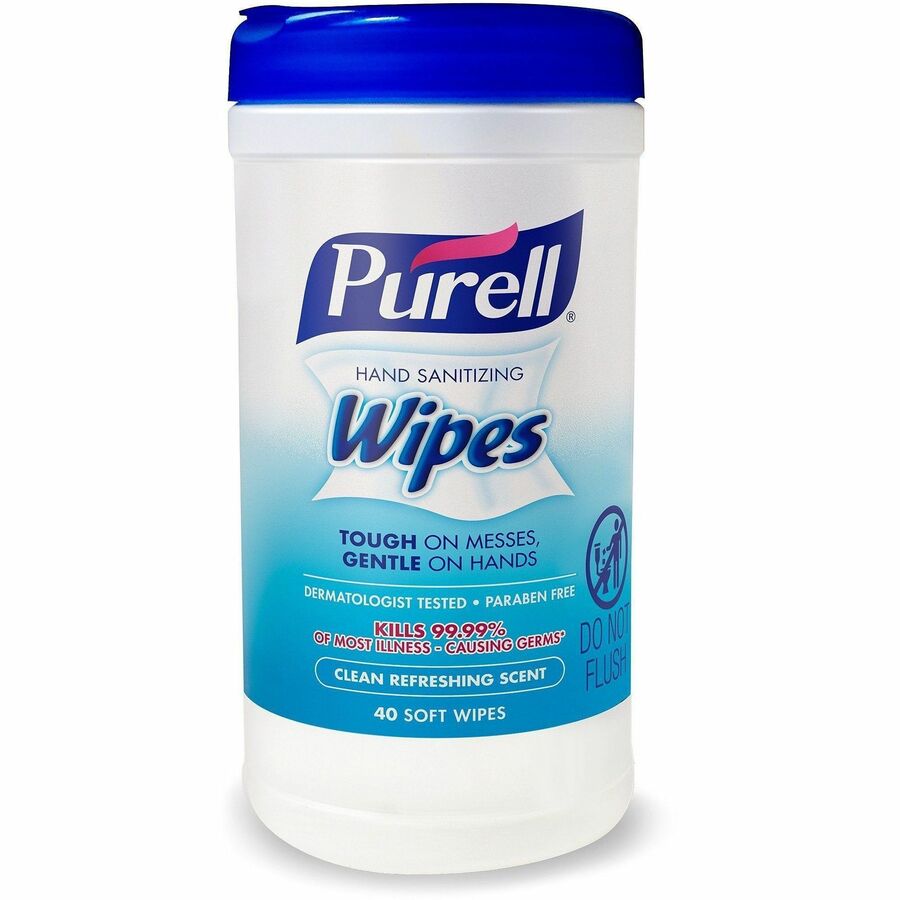 PURELL®, Clean Scent Hand Sanitizing Wipes - Clean - White - 40/Tub - 1 Each