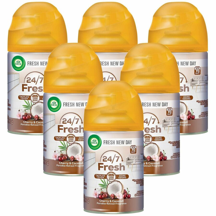 Air Wick Freshmatic Life Scents Refill - Spray - 5.9 fl oz (0.2 quart) - Paradise Retreat - 60 Day - Wall Mountable, Long Lasting - 6 / Carton