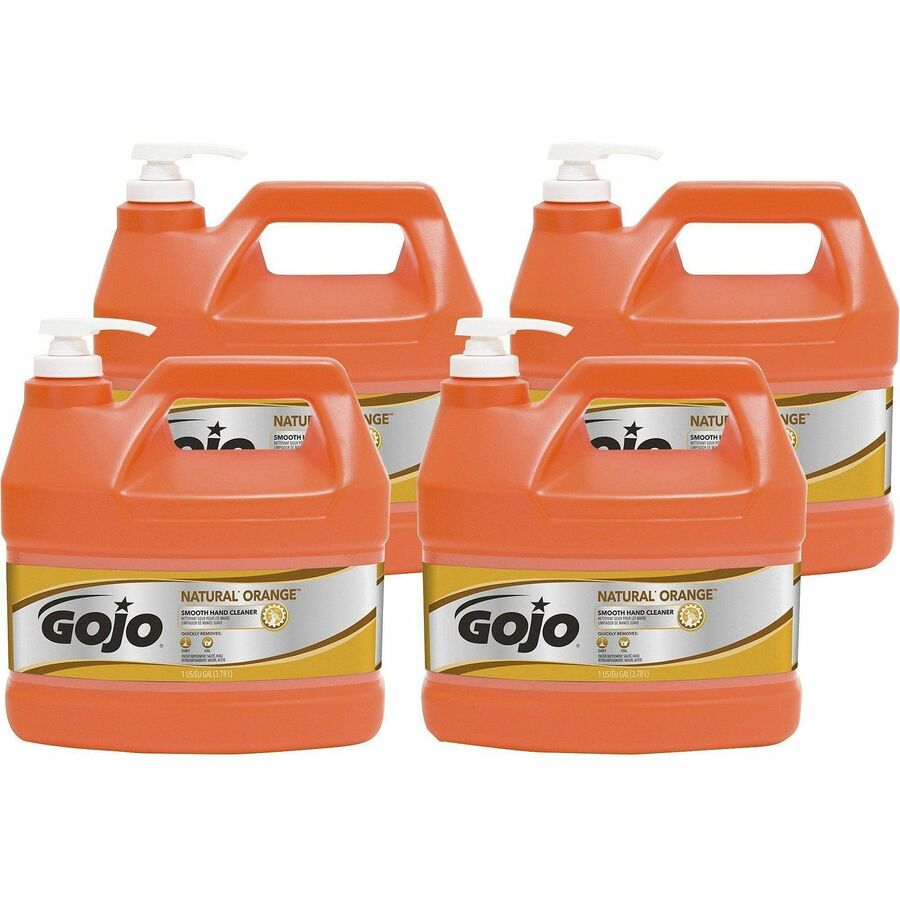 Gojo®, Natural Orange Smooth Hand Cleaner - Citrus Scent - 1 gal - Pump Bottle Dispenser - Soil Remover, Dirt Remover, Grease Remover - Hand - Orange - 4 / Carton
