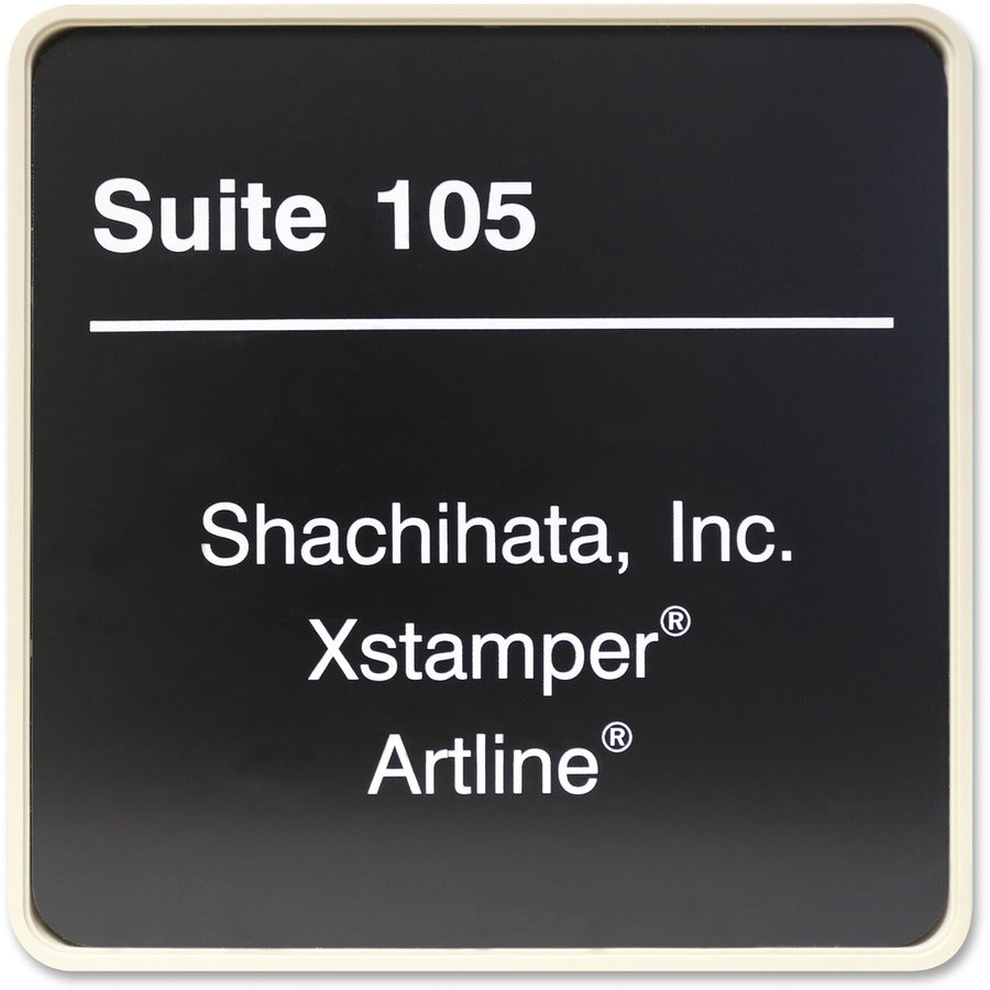 Xstamper Designer Framed Wall/Door Sign - 8" Holding Width x 8" Holding Height - Square Shape - Wall, Door - Rounded Corner - Plastic - Almond - 1 Each